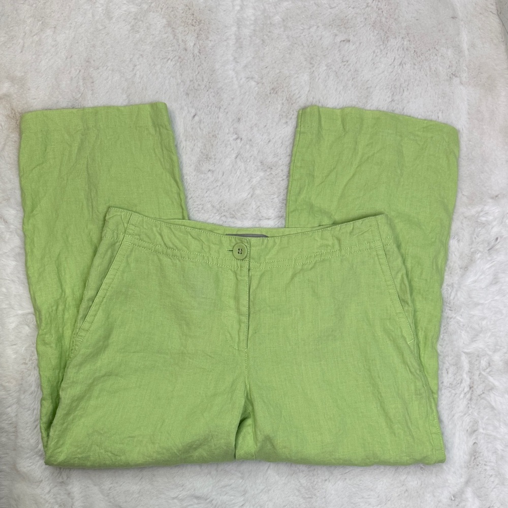 Liz Claiborne Vibrant Green Linen Pants 10P